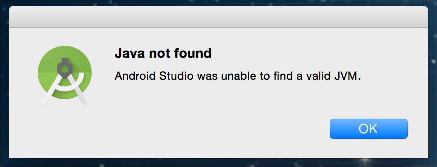 Java not foundのエラー画面