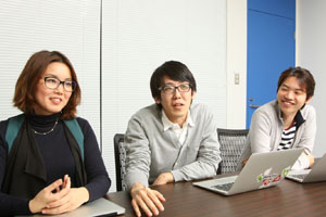 今回のアプリ開発で中心的役割を担った、ジャムロジックの（左から）伊勢さん、立石氏、野村氏の3人