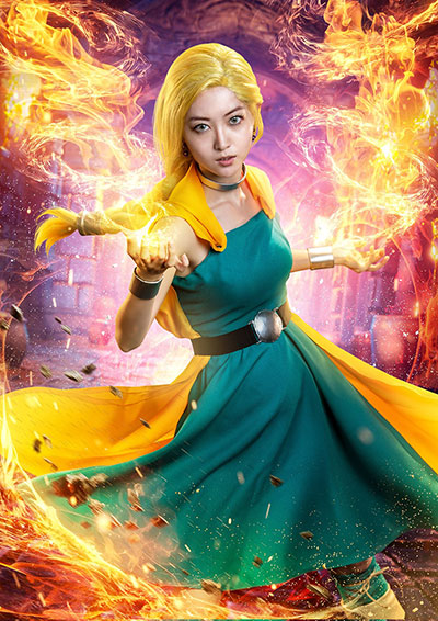 『ドラゴンクエストⅤ 天空の花嫁』に登場するキャラクター・ビアンカのコスプレをしたハヤカワ五味さん