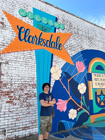 牛尾さんの旅行中の1枚。「Willie Dixon の言葉と共に」