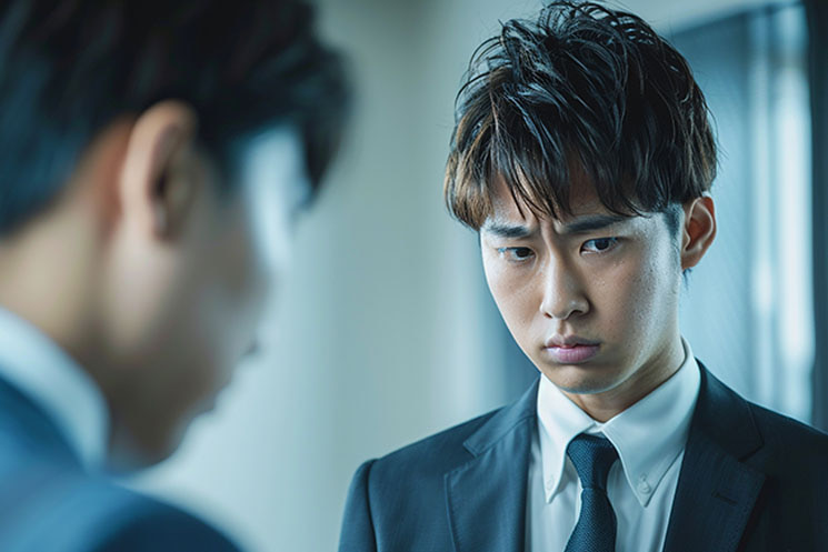 上司にプレッシャーをかけられている部下の様子