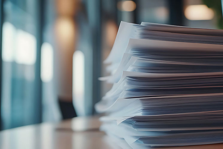 別紙がたくさんある様子