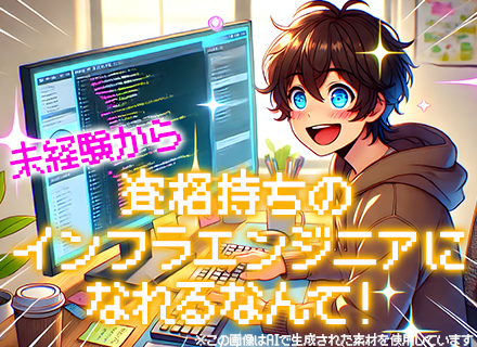 インフラエンジニア/未経験歓迎/12ヶ月のIT自社スクール研修/年休130日/家賃補助あり/リモートあり