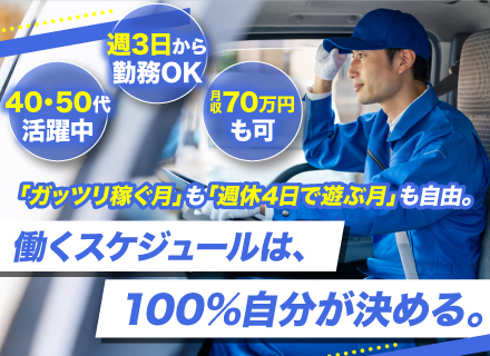 【軽貨物配送ドライバー】◆週3日～のシフト制◆学歴不問◆普通免許（AT可）でOK◆20代～60代・女性活躍