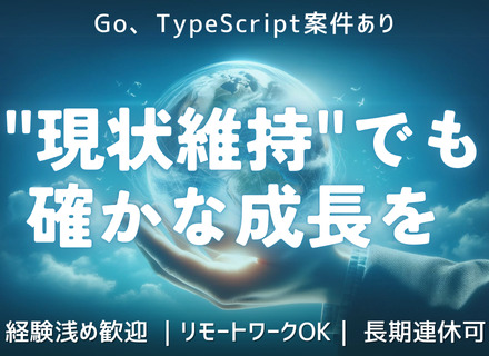 ITエンジニア｜経験が浅めの方も歓迎｜Vue.js/TypeScript/Goなどモダンな開発多数｜リモート可